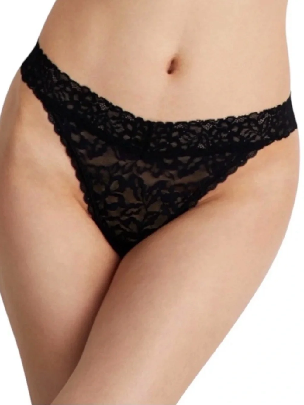 State of Day Women's Lace Thong Underwear, Deep Black Size XL - NWT